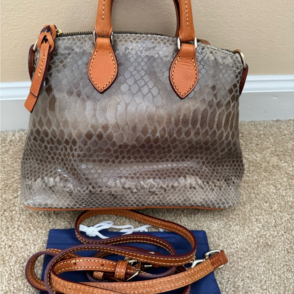 Dooney & Bourke Python-Embossed Satchel in Brown … - image 3